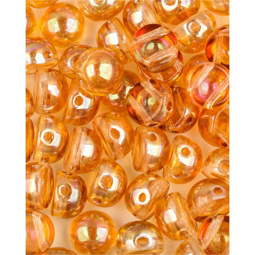 Стеклянные чешские бусины с двумя отверстиями, Cabochon bead, 6 мм, цвет Crystal Apricot Medium, 20 шт.