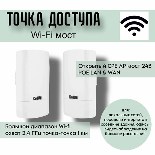 WIFI мостточка доступа до 1 КМ 24 Ггц 300МБсек 11900₽