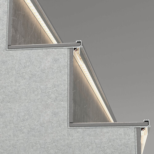 Изображение товара Встраиваемый алюминиевый профиль для подсветки ступеней Elektrostandard LL-2-ALP025, цвет серый, под ленту до 11 мм.