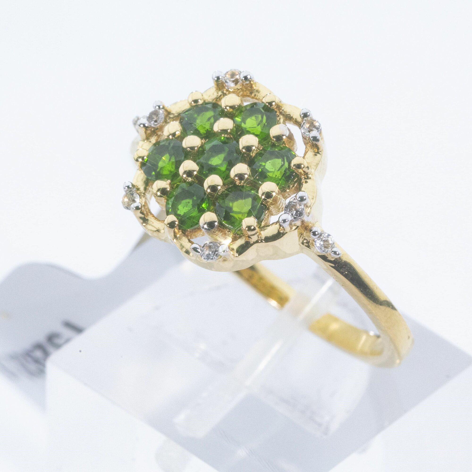 Кольцо тонкое, серебро, 925 проба, хромдиопсид, топаз