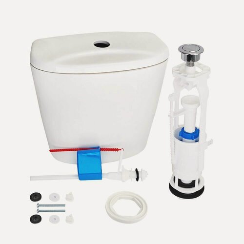 Изображение товара Бачок для унитаза Универсал кнопочный нижняя подводка Лобненский стройфарфор с арматурой Ани Пласт WC6550М (кнопка хром)