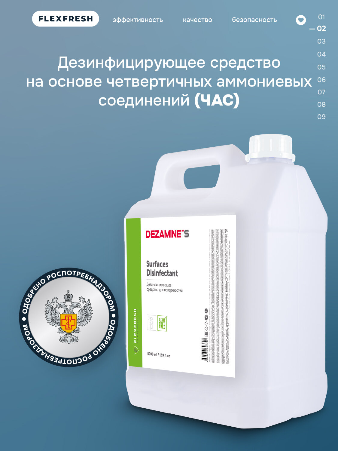 Картинки Дезинфицирующее средство для уборки Flexfresh, антисептик для поверхностей 5 литров, смесь ЧАС