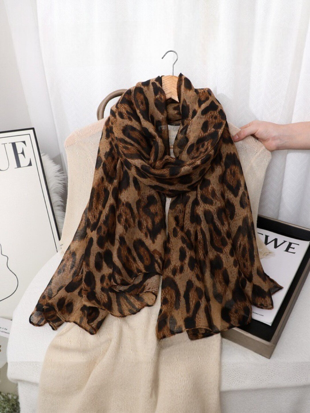 Шарф  Шарф женский легкий, палантин для мужчин и женщин,180х90 см, коричневый