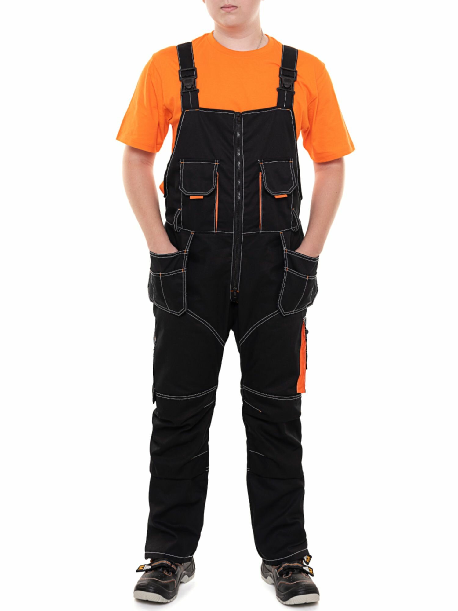 Полукомбинезон рабочий Рондо мужской черный Б размер 52-54 рост 182-188 летний плотная ткань