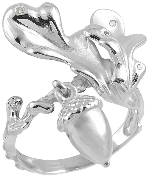 Кольцо Альдзена Дубрава К-15012, серебро, 925 проба, родирование, фианит, размер 17.5, серебряный