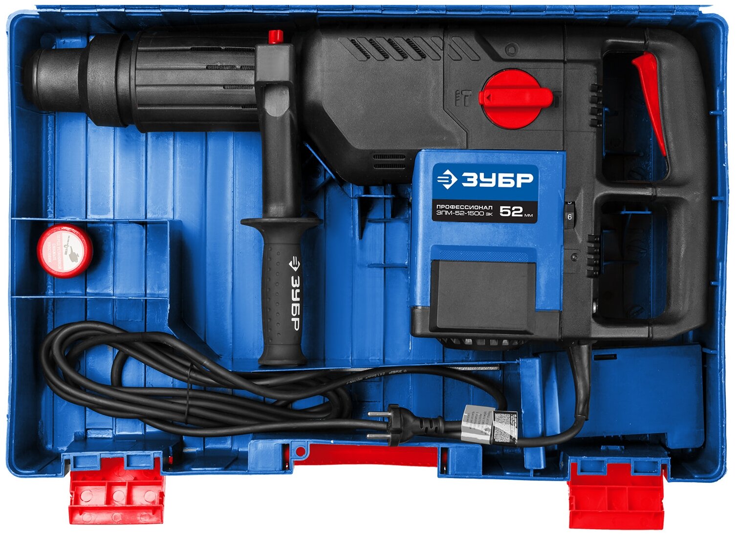 Перфоратор SDS-Max, ЗУБР Профессионал ЗПМ-52-1500 ЭК, 120-280 об/мин, 1100-2250 уд/мин, 18 Дж, 1500 Вт, 11.5 кг, кейс - фотография № 2