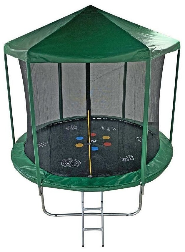Батут SportElite HOME с принтом защитной сеткой и крышей 8FT