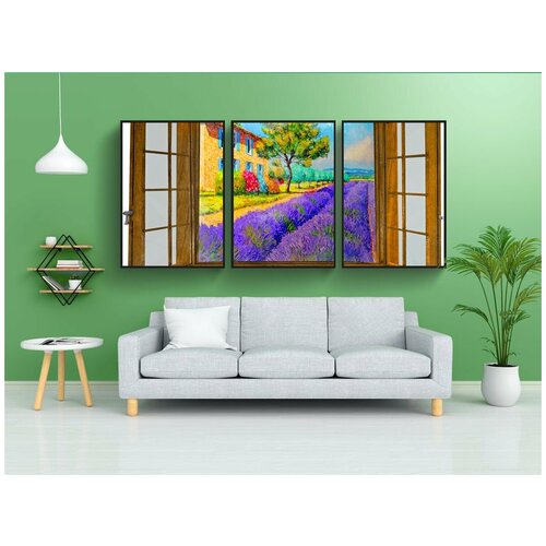 фото Набор модулных постеров для интерьера "окно, прованс, франция" 60x90 см. в тубусе, без рамки lotsprints