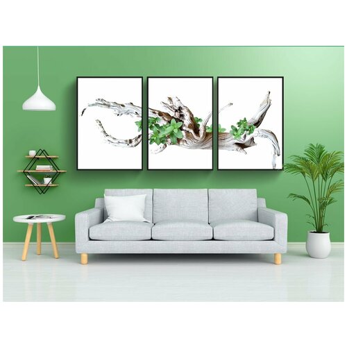 фото Набор модулных постеров для интерьера "коряги, древесина, украшение" 60x90 см. в тубусе, без рамки lotsprints