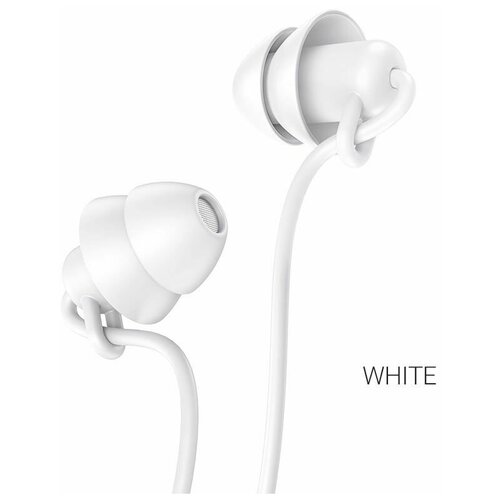 Наушники Hoco проводные белые с микрофоном для музыки подарок дочке жен 129200₽