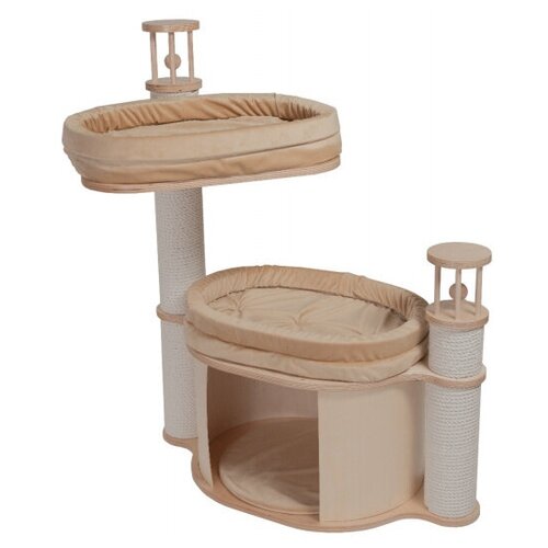 Когтеточка домик MYSNOOPY Good-1 (104 см), цвет в лаке подушки бежевые