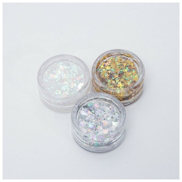 Набор блёсток для лица и тела на гелевой основе GLITTER SET, 3 цвета по 3 мл