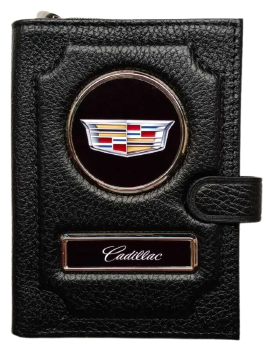 Обложка для автодокументов и паспорта Cadillac (кадиллак) кожаная флотер 4 в 