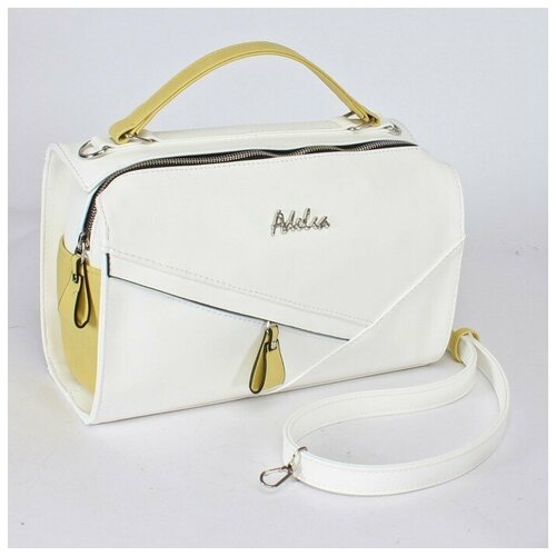 фото Сумка женская искусственная кожа adel-188/4в/мм, 1отд, плечевой ремень, белый/желтый 237388 аделия
