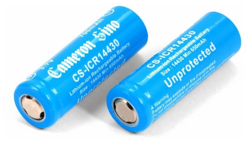 Аккумуляторы типа 14430 (700mAh, Li-ion) 2 штуки