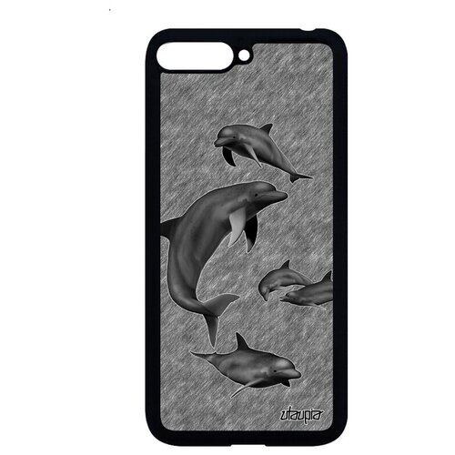 фото Модный чехол для смартфона // huawei y6 2018 // "дельфины" косатка гринды, utaupia, серый