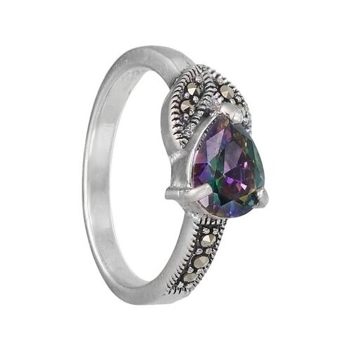 фото Серебряное кольцо 'росток' с марказитами и мистиком серена-сильвер