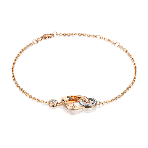 PLATINA jewelry Браслет из комбинированного золота с топазом 05-0704-00-201-1111, размер 17-21