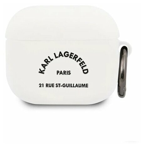 Lagerfeld для Airpods 3 чехол Silicone case with ring RSG logo White