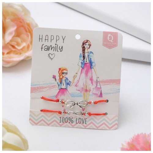 фото Браслет-оберег happy family как у мамы, набор 2 штуки, цвет красный,d=5,5см нет бренда