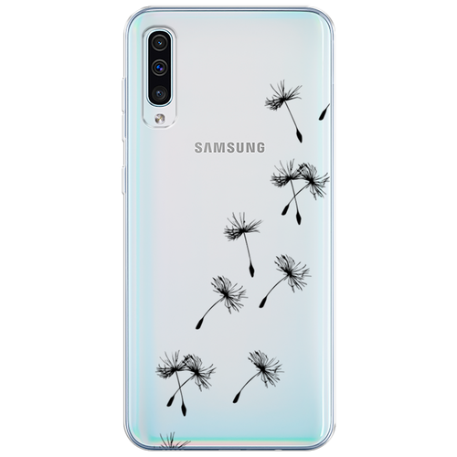 жидкий неоновый чехол летящие одуванчики на samsung galaxy a30s самсунг гэлакси а30s Силиконовый чехол на Samsung Galaxy A30s / Самсунг Гэлакси А30s Летящие одуванчики, прозрачный