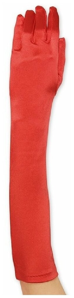 Красные атласные перчатки (48 см) (17457)