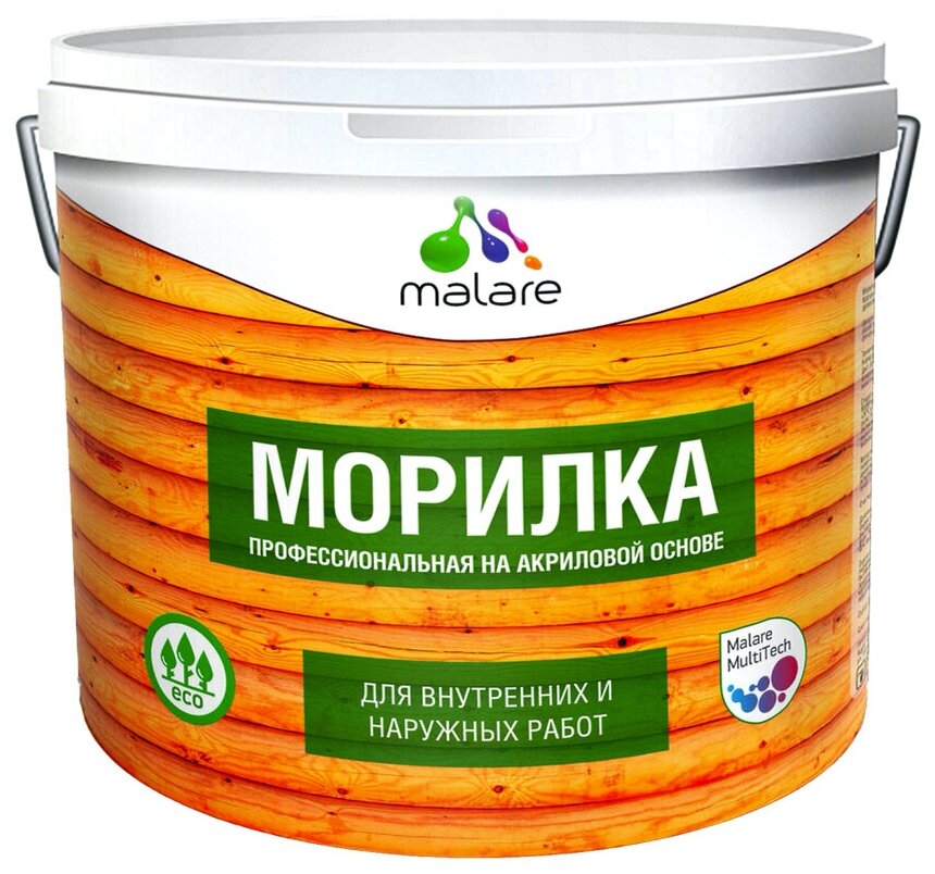 Морилка профессиональная Malare Professional для дерева, для любых деревянных поверхностей, акриловая, быстро сохнет без запаха, цвет дуб, 9 кг