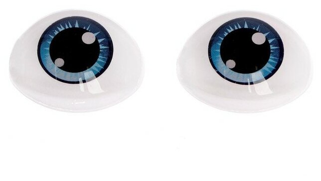 Глаза, набор 10 шт, размер 1 шт: 11,6×15,5 мм, цвет серо-голубой