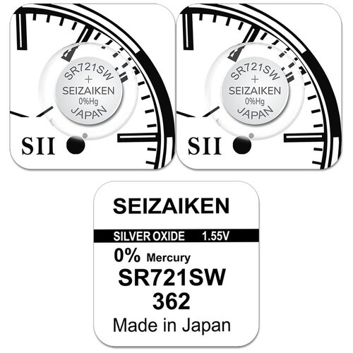 Батарейка Seizaiken 362 (SR721, LR58, AG11), 2 шт. батарейка minamoto ag11 lr721 362 1 5в упаковка 10шт
