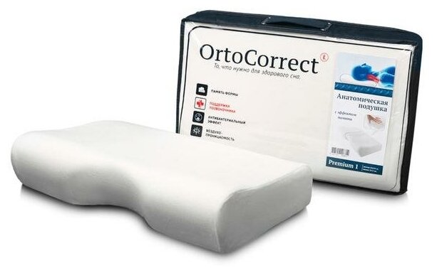Ортопедическая подушка OrtoCorrect Premium 1 54Х34, одна выемка под плечо 12/9