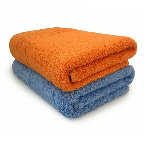 фото Комплект махровых полотенец "для лица и тела голубой+оранжевый" ashgabat dokma toplumy