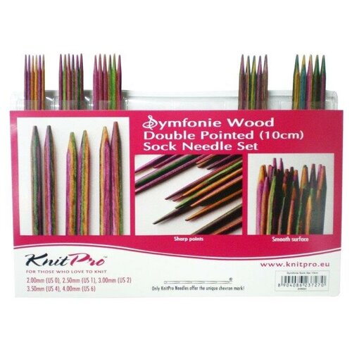 набор деревянных прямых спиц 35 см symfonie wood knitpro Набор чулочных спиц длиной 10см Symfonie, KnitPro, 20650