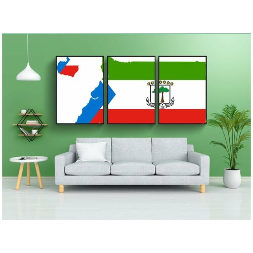 фото Набор модулных постеров для интерьера "экваториальная гвинея, флаг, карта" 60x90 см. в тубусе, без рамки lotsprints