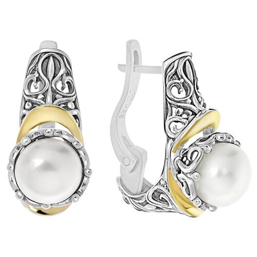 Серьги EILAT, серебро, 925 проба, жемчуг