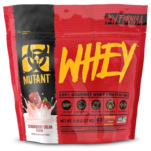 Протеин Mutant Whey, 2270 гр., клубника со сливками протеин bombbar pro whey 450 гр клубника со сливками