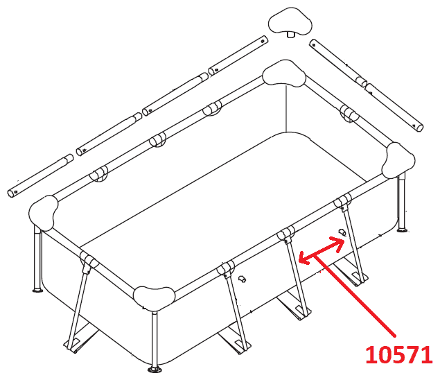 Вертикальная T-образная опора для прямоугольных каркасных бассейнов Intex Rectangular Frame 10571