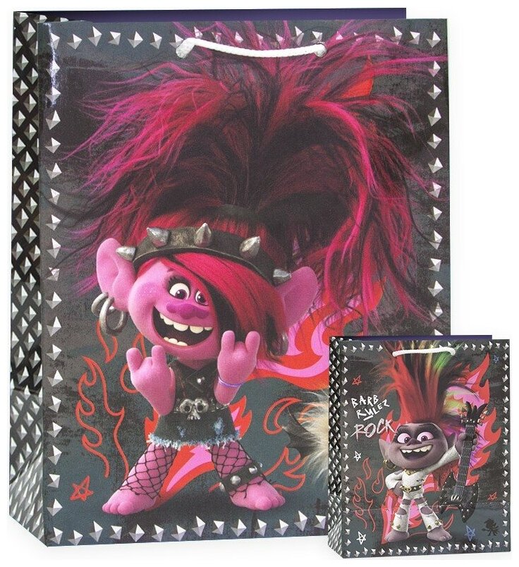 Пакет подарочный Trolls 4 малый 18*22.3*10см - фото №2