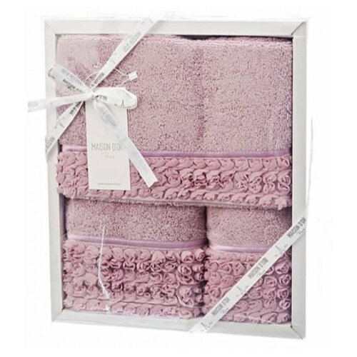 фото Набор полотенец для ванной 3 пр. maison dor rosa хлопковая махра грязно-розовый maison dor (турция)