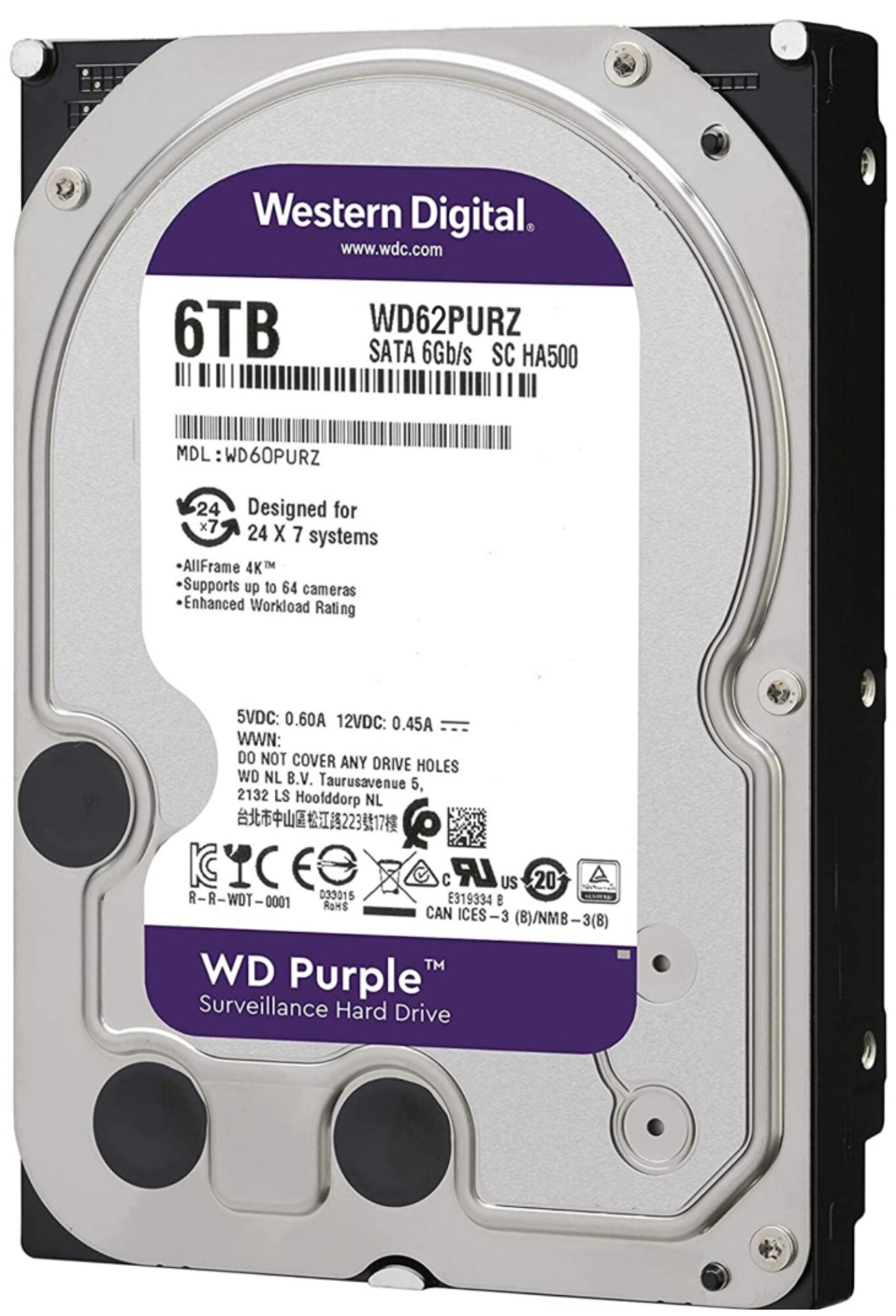 Жесткий диск WD Purple , 6ТБ, HDD, SATA III, 3.5" - фото №2