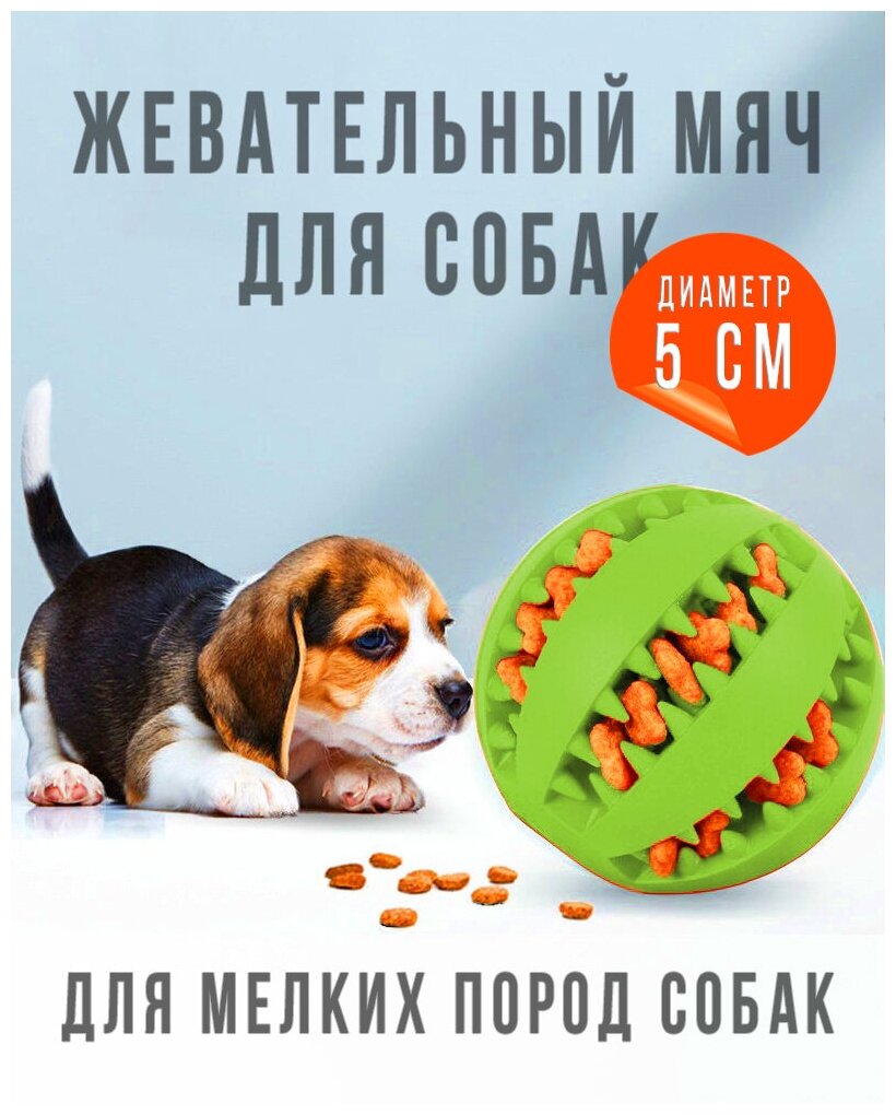 Мяч - грызунок для собак / животных зеленый - фотография № 14