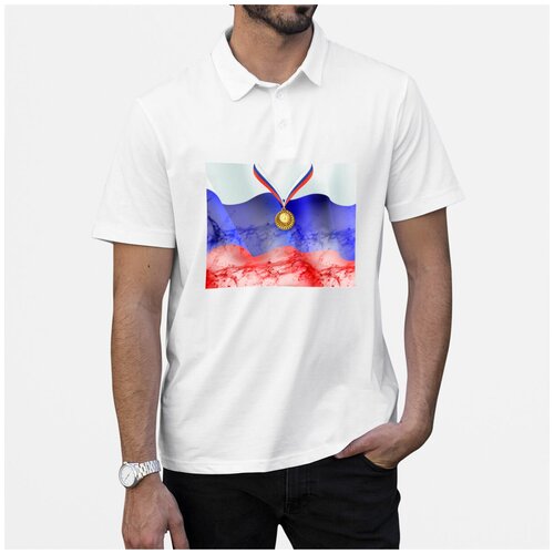 Рубашка- поло CoolPodarok Медаль Флаг России