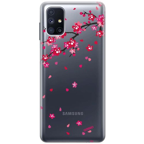 Ультратонкий силиконовый чехол-накладка Transparent для Samsung Galaxy M51 с 3D принтом Sakura ультратонкий силиконовый чехол накладка transparent для samsung galaxy s10 lite с 3d принтом sakura