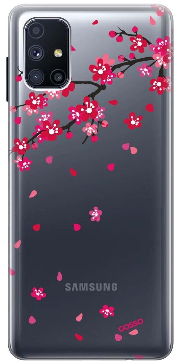 Ультратонкий силиконовый чехол-накладка Transparent для Samsung Galaxy M51 с 3D принтом "Sakura"