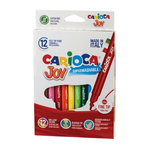 Фломастеры CARIOCA (Италия) Joy 12 цветов суперсмываемые вентилируемый колпачок картонная коробка, 6 шт комплект 4 шт фломастеры cariocajoy 18 цветов суперсмываемые вентилируемый колпачок 40555