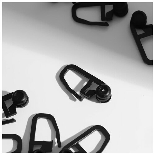 фото Крючок для штор, ролик с замком, 2,7 × 1,8 см, цвет чёрный (100 шт) магеллан