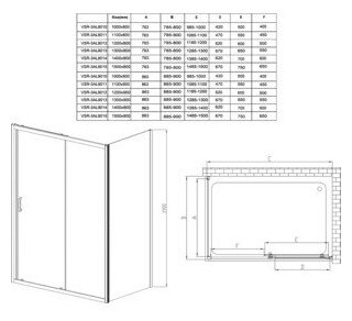 Душевой уголок Vincea Alpha 1950х1200х800 хром VSR-3AL8012CL - фотография № 9