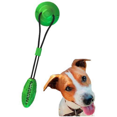 Игрушка для собак / мяч на присоске / для жевания / для чистки зубов / Зеленый