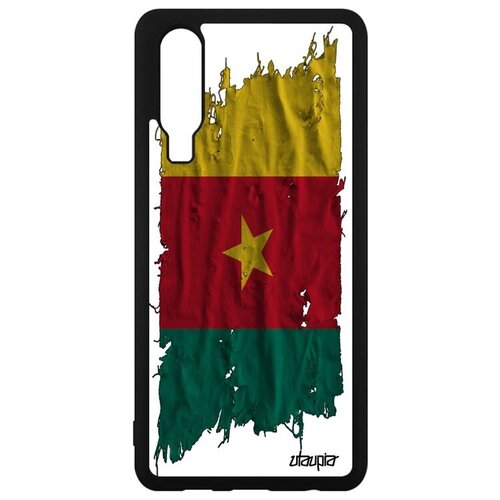 фото Чехол для мобильного // huawei p30 // "флаг камеруна на ткани" государственный страна, utaupia, белый