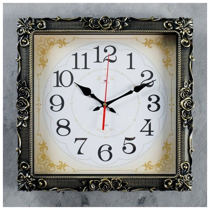 Часы настенные серия: Классика "Барака" чёрное золото 38х38 см