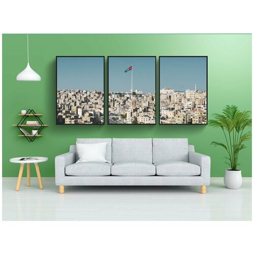 фото Набор модулных постеров для интерьера "здания, город, флаг" 60x90 см. в тубусе, без рамки lotsprints